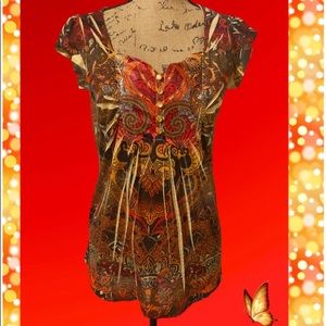 Vintage Y2k Babydoll Peasant Top